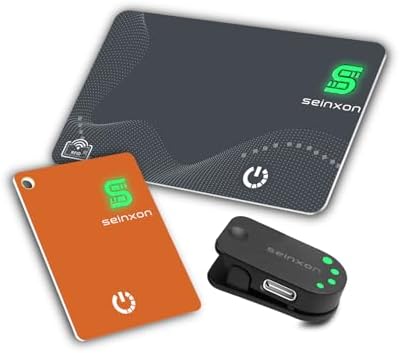Wallet Tracker RFID Blocking Card & Mini Keychain Tag Item Finder with Recharge Clip Works with Apple Find My (iOS Only)