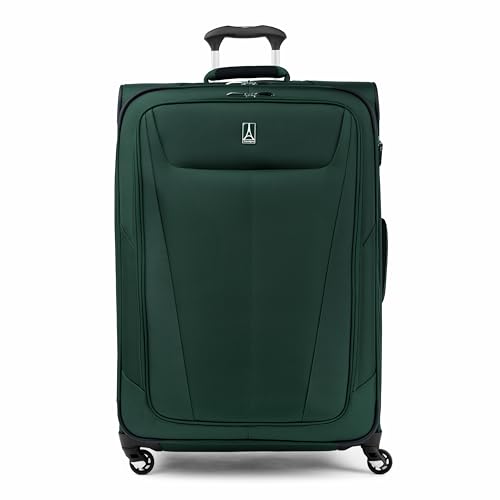 Image of Travelpro Maxlite 5 Softside Expandable Luggage with 4 Spinner Wheels, Lightweight Suitcase, Men and Women, Forest Green, Checked-Large 29-Inch