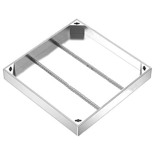 QYANPEN Tapa y Marco de Pozo Empotrado, Tapa de cámara de inspección de Acero Inoxidable, Tapa y Base de Tanque séptico empotrada Cuadrada, Tapa de Pozo Invisible para Patios Exteriores, Jardines (