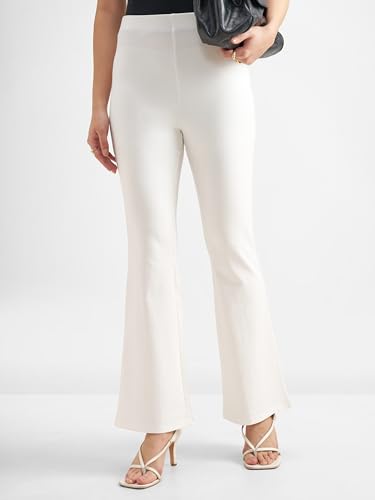 Image of Tokyo Talkies Women Mid Rise Boot Cut Trouser | Stretchable Formal Wear