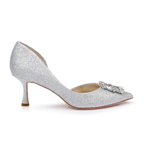 Image of Badgley Mischka Women's Fabia II Kitten Heels with Crystal Buckle
