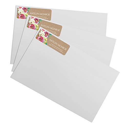 Kraft Faux Look Floral Rolled Address Labels/Roll of 250 Personalized Address Labels/Designer Return Address Stickers in Elegant Plastic Dispenser