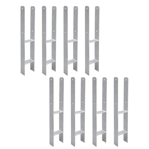 Peviasot 8x H-Pfostenanker 101 mm H-Pfostenhalter für Zaun- und Holzpfosten Robuste H-Anker für Gartenzaun Carport Pavillon und Holzbauprojekte (101 x 600 mm)
