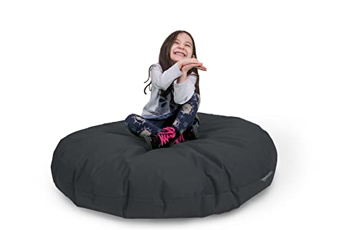 Sitzsack BuBiBag 2-in-1 Funktionen mit Füllung Sitzkissen Bodenkissen Kissen Sessel BeanBag (100cm Durchmesser anthrazit) - 8