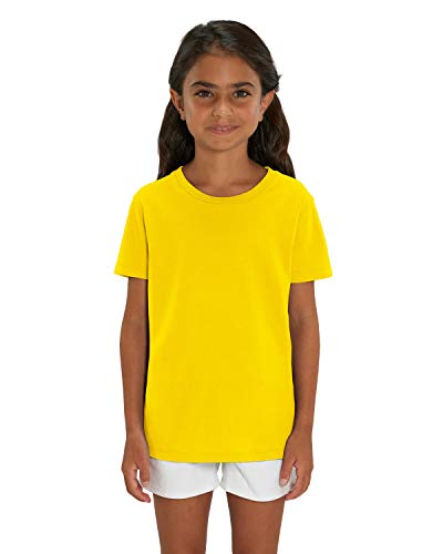 Hilltop T-Shirt Enfant T-Shirt pour Fille et garçon de Bonne qualité - 100% Coton Biologique - Idéal pour Transfert Textile, Jaune, Taille 5-6 Ans (110-116 cm) Cover