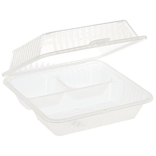 G.E.T. 3 Compartment Clear Polypropylene Eco-Takeout Container - 9"L x 9"W x 3 1/2"H