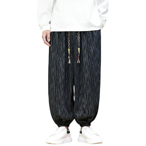 Pantalon de jogging court homme en velours côtelé ample à jambe large et cordon de serrage