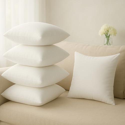 Wakefit Cushions, Cushions for Sofa, Cushion, Cushion Pillow, Cushion 16 inch x 16 inch, Hollow Fiber Sofa Cushions Set of 5, (Colour - White)
