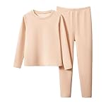 Conjunto Térmico de Ropa Interior para Niñas con M...: Conjunto térmico interior para niñas ofrece calor confortable durante temporadas frías invierno y otoño con mangas largas Diseño cuello redondo y conjunto completo proporciona comodidad máxima para uso diario en casa o actividades recreativas Fabrica...