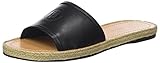  Tommy Hilfiger Leather Flat Mule, Sandalias con Punta Abierta para Mujer, Negro (Black 990), 39 EU