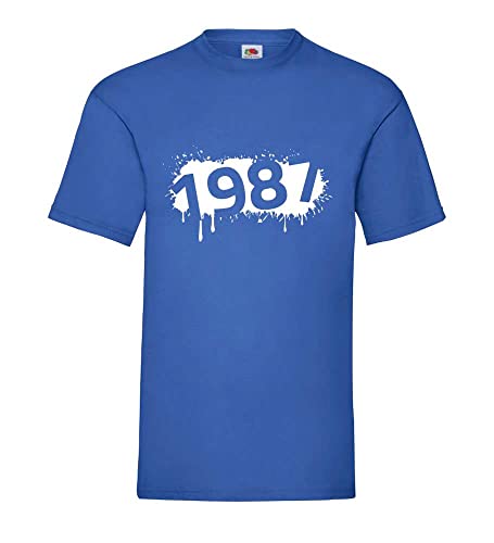 T-shirt 1987 homme bleu roi XXXL en coton grand confort
