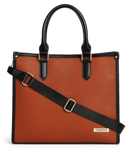 Image of Fargo Regal Vegan Leather Tote Bag for Women | Laptop Compartment, RFID Pockets, YKK Zipper, Large Office Handbag | Shoulder Bag for College & Daily Use | Made in India