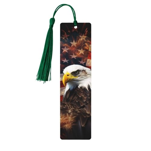 タッセル付きアメリカ国旗の火のしおり、女性、男性用の木製ブックマーク、ブック愛好家のためのハンドメイドブックマーク、読書ページマーカー木製タグオーナメント、誕生日教師へのギフト。