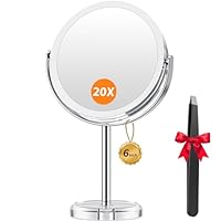 Auxmir Vergrößerungsspiegel 20fach & 1fach, Kosmetikspiegel Doppelseitiger Schminkspiegel mit Vergrößerung, 360° Schwenkbar Tischspiegel, Abnehmbarer Reisespiegel für Schminken Makeup Rasieren