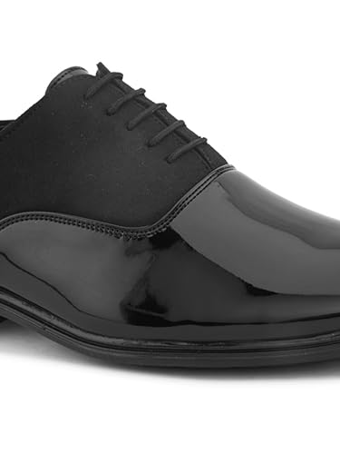 Image of STANPHORD Men Formal Oxford Shoes | Lace-Up Glossy Patent PU | Cushioned Insole | Office Wedding Party Dress Shoes(TPSL 25018)