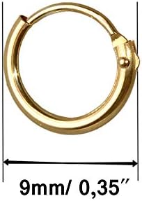 NKlaus SET 2x PAIR real GOLD GENTLEMEN hinged creole earring earrings 9,0 mm 40220 - Image 4