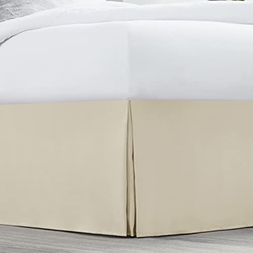 Image of Nestl Cream Full XL Bed Skirt - Full XL Size 14 Inch Drop - Brushed Microfiber Hotel Quality Pleated Bed Skirt - Shrinkage & Fade Resistant