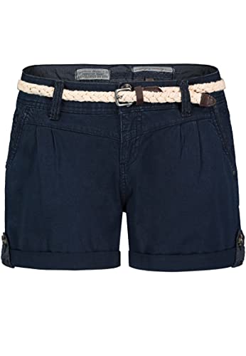 Eight2Nine Damen Chino Shorts Hose mit Flecht-Gürtel Dark-Blue M Cover