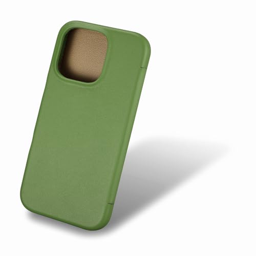 Coque fine iPhone 16 Pro avec cuir - Étui vert magnétique compatible MagSafe 6,3 - 7