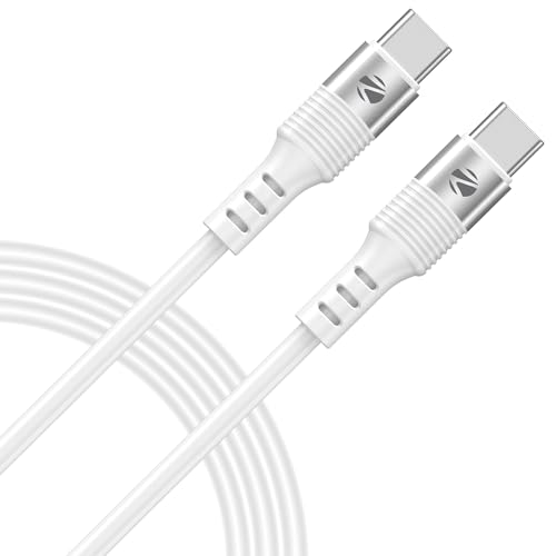 Image of Zebronics Wattz 60CC2 Type-C to Type-C Soft Silicone Cable, PD 60W, 1 Meter, Durable, Charge & Sync, Rapid Charging, For Laptops, Tablets, Mobiles (White)