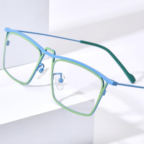 Image of FONEX Pure Titanium Glasses Frame Men Square Magnet Clip On Eyeglasses with Polarized Lens