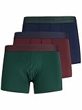 Herren Jack & Jones Set 3er Pack JACCRESS Trunks Boxershorts Stretch Unterhose Basic Unterwäsche, Farben:Rot-Dunkelblau, Größe:S