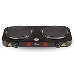 Ardes TIKAPPA F20 Fornello Elettrico 2000 W con 2 Piastre in Ghisa 15,5 cm, Termostati Indipendenti e Design Compatto in Acciaio Verniciato, Colore Nero