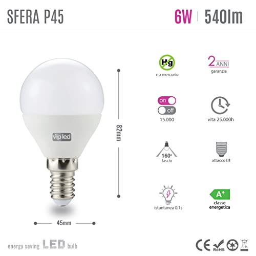 VIP LED SET di 10 LAMPADINE LED (SFERA E14 LUCE