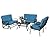 Oakcloud 5-Piece Outdoor Metal Furniture Sets Patio Conversation Set Wrought Iron Glider, 2 Single Chairs, Loveseat and Coffee Table, Peacock Blue