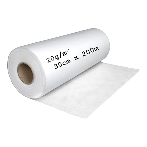 Koi Couverture filtrante pour bassin et systèmes de filtration | Épaisseur : 20 g/m² | 30 cm x 200 m | Rouleau non tissé perméable à l'eau de qualité professionnelle | Fabriqué en Allemagne