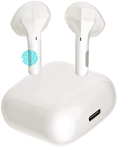 Waterproof Wireless Earbuds, Bluetooth 5.0 Wireless Earphones, Waterproof in-Ear Wireless Earphones, Earphones with Charging Box (White)