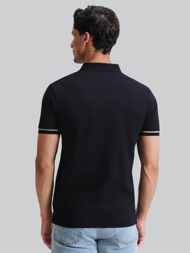 Image of XYXX Men's Apex Mercerized Cotton Striped Collar Pique Polo T-Shirt