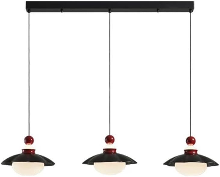 Ceiling Light Fixture LED Pendant Light Fixture Simple Dimming Kitchen Island Chandelier Lighting Milk White Glass Shade Cream Aluminum Dining Room with Remote Control