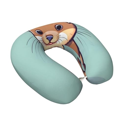 Almohada de viaje con estampado de nutrias suaves miniatura 2