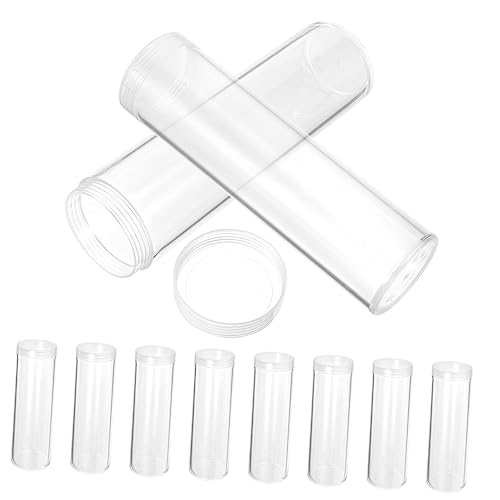 Tubes de stockage et organiseur de pièces de monnaie en plastique transparent avec couvercle