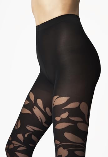 Wolford Floral Tights for Women 40 Den Sheer-Opaque Pantyhose Ornamental Stay-Up Effect Floral Pattern Matt Finish3