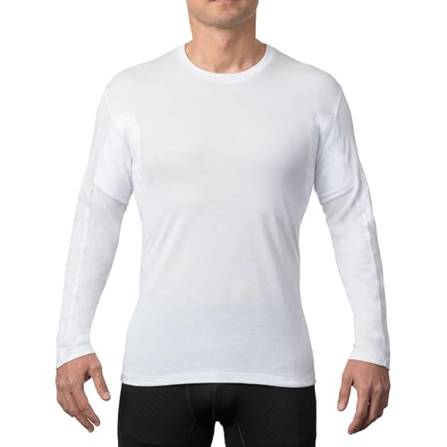 THOMPSON TEE Men's Sweatproof Long Sleeve Undershirt - Cotton/Micromodal Crew Neck Long Sleeve Shirt