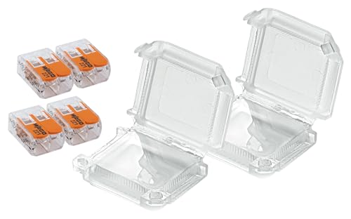 Wago Lot de 2 Boîtiers de Connexion Étanches S221 Gris, IPX8, 4 Bornes, 2 Entrées, Compatible Conducteurs Rigides/Souples jusqu'à 4mm², Sans Halogène,...