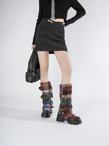 Image of Women's Embroidered Western Cowboy Mid-Calf Boots - Rider Boots - Mid-Height Boots Above Knee with Diamond Inlays