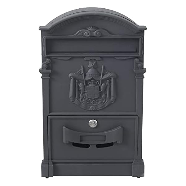 INMOZATA Buzón de pared para exteriores con ventanas de visión, buzón de acero galvanizado con cerradura de buzón resistente a la intemperie (negro)