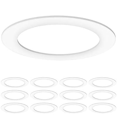 Sunco 12 Pack Goof Rings for Recessed Light Fixture Living Room Can Light Goof Trim Ring, Outer Diameter 8.6-inch, Inner Diameter 6.2-inch, Matte Finish, Flush Mount, 5-6 Inch, White