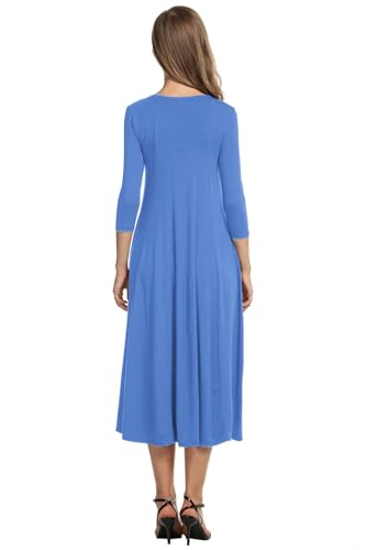 Image of HOTOUCH Women's 3 /4 Sleeve A-line and Flare Midi Long Dress