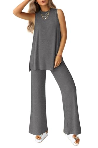 PRETTYGARDEN Women's 2 Piece Lounge Set 2025 Summer Casual Loose Tank Top Wide Leg Pants Matching Travel Outfits Tracksuit