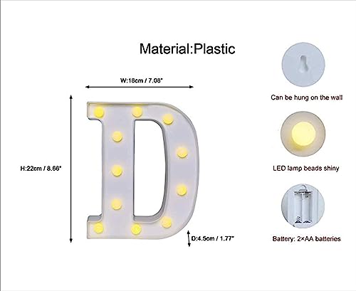 Image of Marquee D Alphabet Shaped LED Light Lamp for Decoration Decore Walls Hanging Birthday Party Wedding (D)