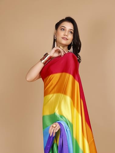 Image of Garden Vareli Lace Border Satin Saree with Unstitched Sequin Blouse Piece