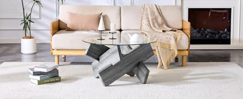 Mesa de centro redonda de vidrio para salón nórdico y zona de sofá moderna 8