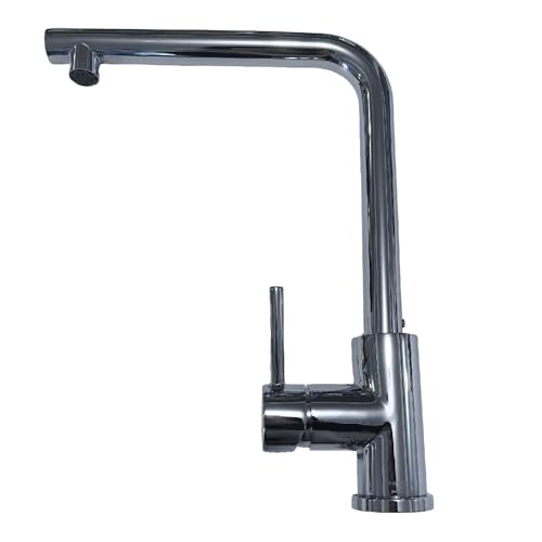 FORIOUS Robinet Cuisine, Mitigeur Cuisine avec Bec Surélevé, Robinet Evier de Cuisine en Acier Inoxydable en Forme de L, Robinetterie de Cuisine Monocommande, Pivotant...