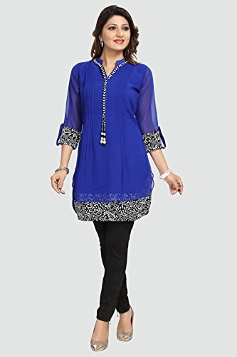 Image of Keshubaba Women's Short Tunics with Neckline Embroidery |Kurti Tops | Short Kurti | Short Kurti for Women | Short Kurti for Girls