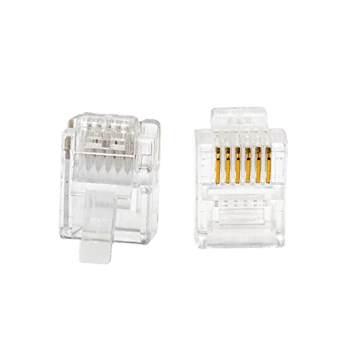 Smiton 100Pack Telephone Plug 6P6C Rj12 Modular Plug (6/6, Telephone Cord Connector) #TOP2