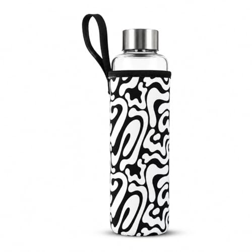 Image of Glass Water Bottle Cover Only (for 1 Litre and 750 ML) | Keeps Drink hot and Cold | (B&W)